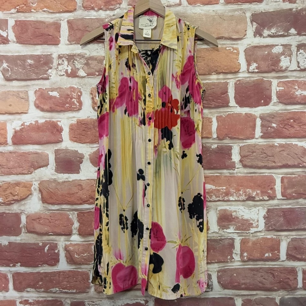 Anthropologie Tabitha Dress Women's 4 Multicolor Floral Silk Button Up Sundress